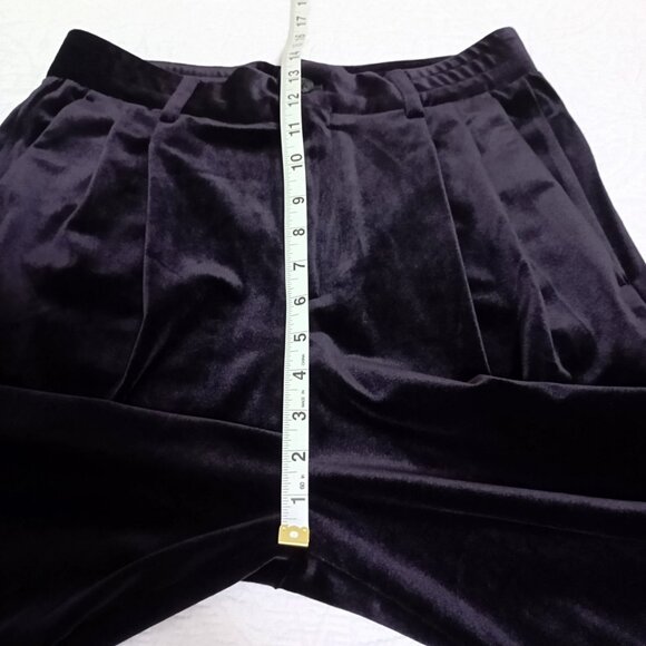 Zara Pants Velvet Wide-Leg Trousers With Side & Back Pockets Size S Purple women - Picture 11 of 13